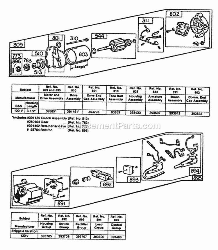 Electric StarterStartercontrol Diagram and Parts List for  Briggs and Stratton Engine